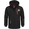 Geographical Norway Tacebook Men - Giacca Cappuccio Softshell Impermeabile Uomo - Giacca Vento Tattica Da Esterno - Escursionismo Sci Autunno Inverno Primavera (Nero L)