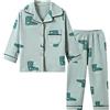 Verve Jelly Set pigiama neonato in cotone con stampa dinosauro 2 pezzi pigiama set camicia e pantaloni abbottonati indumenti da notte per bambini unisex verde 140 7-8 anni
