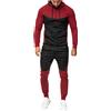 Oanviso Tuta da Uomo Sportive Felpa con Cappuccio e Pantalone Due Pezzi Tuta Zip Intera Felpa Pantaloni Sport con Tasche Disegno di Patchwork in Colore Solido per Jogging Fitness A Rosso XL