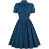 IMEKIS Donna Anni '50 Abito da Cocktail retrò Vintage Manica Corta A Pois Rockabilly Swing Vestito Elegante Abito da Sposa Sera Vestito al Ginocchio Pieghe Gonna Blu Marino M