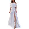 ORANDESIGNE Vestiti della Sera e Cerimonia Donna Senza Maniche Curvy Abito Monospalla Elegante Vestito Lungo Estivo Vestiti da Cocktail Banchetto Maxi Abito da Invitata a Nozze A 01 Bianco M