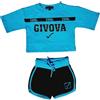 GIVOVA completo estivo corto T-shirt + pantaloncini bambina in cotone jersey K0134 Turchese anni 8