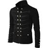 Modaworld Giacca Invernale Uomo Elegante - Cappotto Ricamato Vittoriano Medievale Steampunk Vintage Gotico - Manica Lunga (A-Black, M)