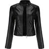 YYNUDA Giacca in pelle con borchie corte da donna, tinta unita e maniche lunghe, stile Moto Biker,Nero,S