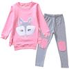 amropi Ragazze Manica Lunga Felpa e Leggings Pantaloni con Doppi Ginocchiere 2 PCS Set Completo Rosa Grigio,2-3 Anni
