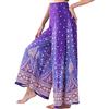 Lofbaz Donna Gamba Larga Palazzo Pantaloni Yoga Hippie Harem Flowy Pantaloni - Peacock 1 Viola e Oro - XL