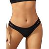 SHEKINI Donna Fashion Stile Bikini Perizoma Nuoto Tronchi Brasiliano Bikini Bottom Sexy Thong Pantaloni Costumi da Bagno Tanga da Donne Vita Bassa Bikini da Spiaggia (Large, Blu Scuro)
