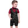 Nwada Completi da Bambino Slim Fit in 4 Pezzi per Bambini Completi Formali per Ragazzi Gilet, Pantaloni Corti e Camicia