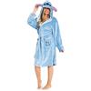 Disney Stitch Vestaglia Donna Pile Con Cappuccio Con Orecchie 3D, S, M, L, XL (Blu, XL)