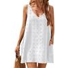 RPAEOY Vestiti Donna Scollo a V con Tasca Chiffon Copricostume Spiaggia da Mare Bikini Cover Up Tunica Costume da Bagno Estate Abito da Spiaggia Interi Beachwear Beach Dress (Bianco,XL)