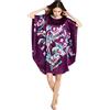 Prettystern Donna Pura Seta Raso Kimono Vestaglia Pigiama Caftano Camicia da Notte Lingerie Ricamo Floreale Cinese Blu Stampato