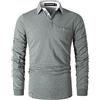 LIUPMWE Polo Uomo Manica Lunga in Cotone Basic Golf T-Shirt Tinta Unita Inverno,Grigio-01,XL