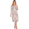 e.Femme® Camicia da notte da donna Monika 1084 in 100% cotone, Peonie/Salmone, 48
