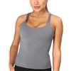 icyzone 2 in 1 Canotta Sportiva da Donna con Reggiseno Integrato,Reggiseno Yoga Senza Ferretto per Fitness,Palestra(M,Bianco Sporco)