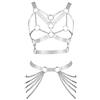 BBOHSS Donna Body Harness Reggiseno Pettorina Punk Reggicalze Elastico Regolabile Catena in Metallo Reggiseno Danza Carnevale Gotico Accessori Costume (Bianco)