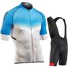Ducomi Giro Completo Ciclismo Uomo - Set Bici Composto da Salopette Corta + Maglia con Zip - Completino Abbigliamento Bicicletta Traspirante con Fondello Gel (Blue, 2XL)