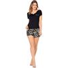 e.Femme® Pigiama da Donna Sabrina 943 in Viscosa, Nero/Leopardato, 46