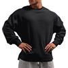Muscle Alive Uomo Basic Magliette a Maniche Lunghe Cialda Felpa Perdere Peso Allenamento Maglione Maglia Girocollo Nero L