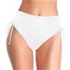 SHEKINI Donna Bikini Slip da Spiaggia Vita Alta Triangolo Brasiliana Bikini Fondo Controllo Addominale Pieghe Taglia Grossa Mare Bikini Slip da Spiaggia Costumi da Bagno(S, Bianca-C)