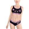 LittleForBig Donne Camisole e Mutandine in Cotone Sportivo Loungewear Bralette Set - Playgirl Nero M