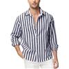 Alivebody Camicia Uomo a Righe Maniche Lunghe Lino Regular Fit Estiva Casual