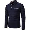 YCUEUST Cotton Lattice Polo Uomo Manica Lunga Basic Golf Casual T-Shirt Blu L