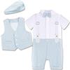 mintgreen Abito Bambino Cerimonia Neonato, Battesimo Tuta Maniche Corte Vestito con Berretti Cappello, Azzurro, 12-18 Mesi