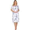 e.Femme® Camicia da notte da donna a maniche corte Olivia 1081 in 100% cotone, Ortensie rosa, 46