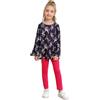 BONNY BILLY Completo Bambina Due Pezzi Top Floreale Manica Lunga + Leggings Rosa 8-9 Anni Blu