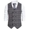 Showu RONGKIM - Gilet classico da uomo, con motivo Paisley, doppiopetto, monopetto, gilet formale per matrimoni e affari, Plaid & Nero, Medium