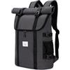 Kasgo Zaino Uomo Donna, Zaino Porta PC 15.6 Pollici Impermeabile Arrotolatile Rolltop Scuola Superiore Università Casual Viaggio Lavoro Escursionismo Grigio Scuro