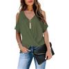 Ranphee Maglietta Donna Bianca Maniche Corte 2026 Estive Casual Cotone Twist Front Camicia Maniche a Pipistrello Scollo a V Spalle Scoperte Maniche Tops S