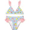 SHEKINI Bambine Bikini Triangolo 2 Pezzi Costumi da Bagno con Volant Bikini a Vita Bassa Carina Beachwear Floreale Rosa Hawaii (Rosa, 10-12 Anni)