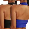 Vertvie Reggiseno sportivo senza ferretto, schiena scoperta, per fitness, da donna, imbottito, push up, senza ferretto, reggiseno sportivo, reggiseno yoga, reggiseno medio (2 pezzi: nero + blu reale,