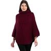 SAOL 100% lana merino lavorata a maglia da donna irlandese Aran Poncho Cardigan, vino, taglia unica