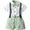 Gajaous Completi da Gentiluomo per Neonato, Pagliaccetto con Papillon a Manica Corta per Bambini + Pantaloncini con Bretelle