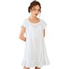 Nanxson Camicia da Notte Donna Estivo in Cotone Pigiami Manica Corta Camicie da Notte Vintage Vittoriano Vestaglia (XXL, Viola)