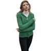 SAOL Maglione cardigan con cerniera da donna in 100% lana merino, Verde, M
