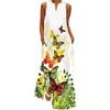 WINKEEY Abito Lungo Estivo Donna Elegante Abito Stampato Plus Size Abito Senza Maniche con Tasche, Pittura a Inchiostro S