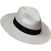 Tumia LAC - Cappello Panama Fedora - Versione Non Arrotolabile - Bianco con Banda Nera - 58cm