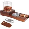 UTLB-X Posacenere in legno con rum liquori personalizzati per whisky,1 Tagliasigari a Ghigliottina a Doppia Taglia,Whisky Vassoio tazza da whisky di alta qualità Accessorio per Whisky Posacenere per Sigari