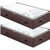 MuChoney Contenitore Sottoletto Marrone 2 PCS 100x50x18cm 90L Borsa di Stoccaggio sotto Il Letto con Tessuto Aggiornato per Coperte Biancheria da Letto Organizer Pieghevole e Traspirante