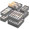Yidaxing Organizer Cassetti, Set di 8 Pieghevole Organizer Armadio | Divisori per Cassetti,Organizer Adatto per Biancheria Intima, Reggiseni, Calze, Fazzoletti e Cravatte (Grigio Scuro)