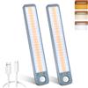 MERTTURM Luce Armadio 96 LED con Sensore di Movimento, 25cm 2000mAh Ricaricabile Luci Notturna, Luce LED Sottopensile Dimmerabile con 3 Colori chiari, Lampada Armadio per Cucina/Scale/Corridoio, 2 PZ