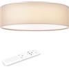 Navaris Plafoniera LED Soffitto 22W Rotonda Ø 40 cm - Lampadario Camera da Letto e Soggiorno in Tessuto - con Telecomando per Controllo Temperatura Colore - Beige