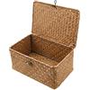 Esoes Cestino Portaoggetti in Vimini Scatola Portaoggetti in Rattan Intrecciato con Coperchi Cestini per Biancheria in Erba Marina Organizer per Trucco per Bagno, Soggiorno, Cucina