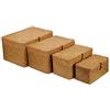 YANGQIHOME Cestini Portaoggetti in Vimini con Coperchio, Cestino Rattan Rettangolare, Cestini Intrecciato per Scaffale, Set di 4