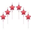 Lahviuu Candeline Compleanno a Forma Stella,6 Pcs Particolari Candele di Compleanno a Forma Stellare per Decorazione della Torta di Feste di Compleanno e Matrimonio,Rosso