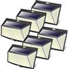 LOTMOS 6 Pezzi Luce Solare LED Esterno con Sensore di Movimento, 308 LED Faretti Solari a Led da Esterno 3 Modalità Lampada da Esterno IP65 Impermeabile per Giardino, Parete Wireless Risparmio Energetico