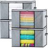 GoMaihe Scatole per Armadio 4PCS, Contenitori per Armadio Salvaspazio organizer armadio Scatole portaoggetti Trasloco per Vestiti, Pieghevole con Manico Organizzatore per Trapunte Coperte, Grigio